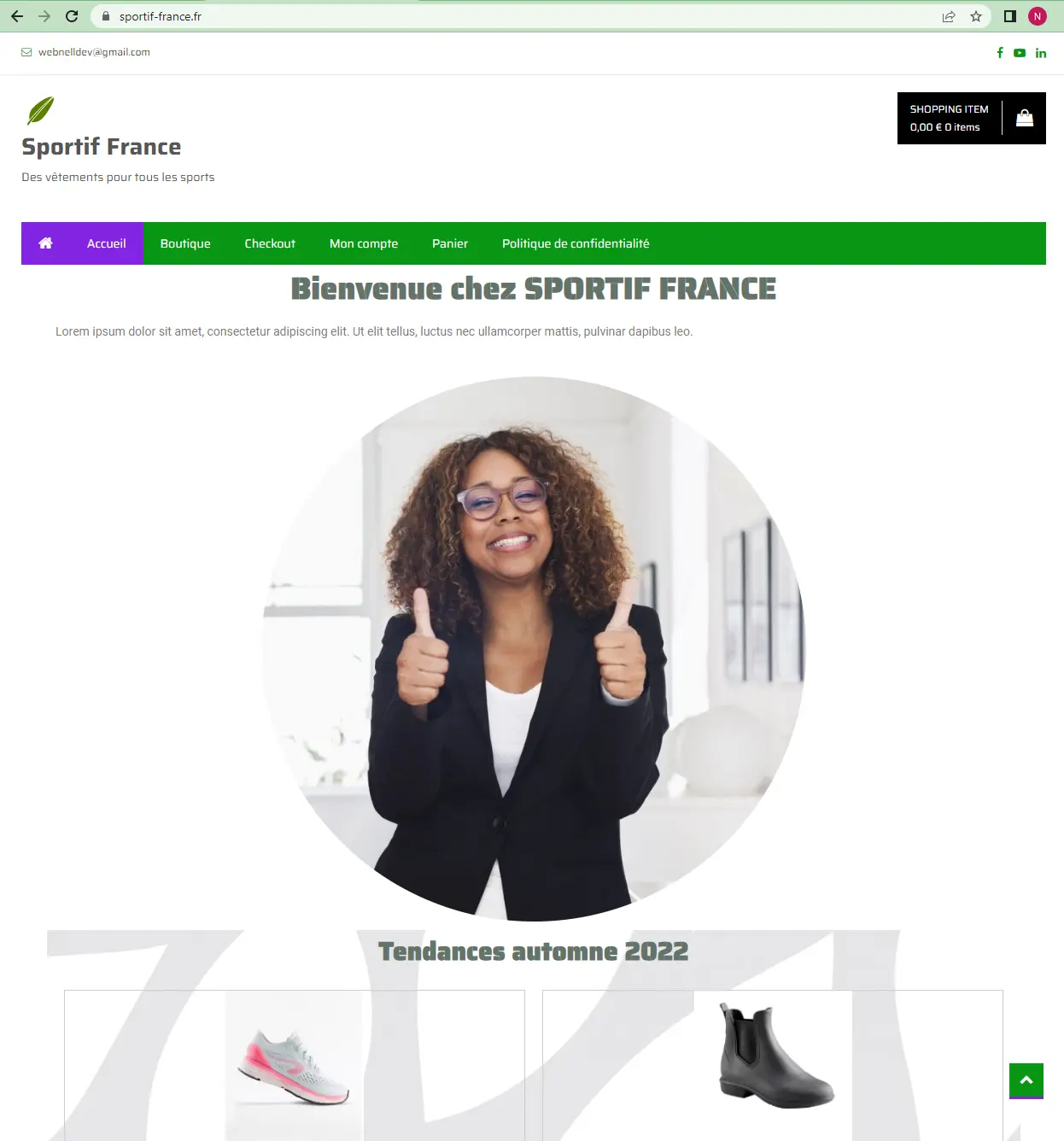 Page accueil site e-commerce developpement web Brive-La-Gaillarde