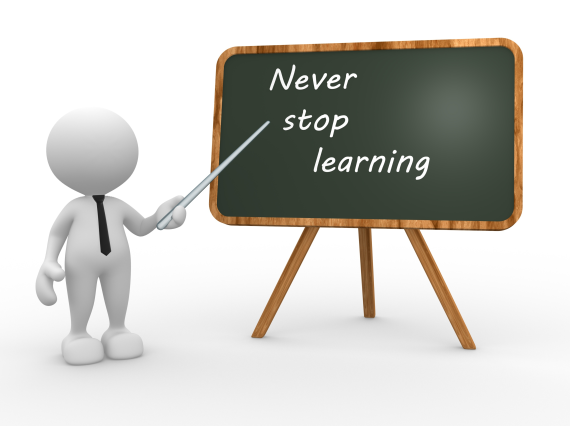 dessin tableau avec texte -never stop learning-